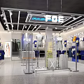 Modern Clothing Store Interior With Brand Apparel Display Racks And Fashion T Shirts