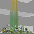 Four Generations 3D Garden Photo Spot With Green Yellow Gradient Installation And Floral Plants