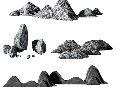 Unique Natural Stone Garden Ornaments With Various Rock Formations For Landscaping 3d model