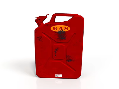 Red Plastic Gas Can With GAS Label For Household Storage And Use 3d model