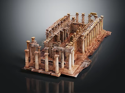 Intricate Ancient Architectural Ruins Model With Stone Columns Steps And Structure 3d model