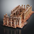 Intricate Ancient Architectural Ruins Model With Stone Columns Steps And Structure