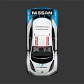 Nissan ZEOD RC Racing Car With White Blue Livery And Aerodynamic Features