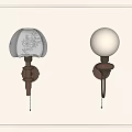 Elegant Wall Lamps with Floral Pattern Shade and Round Globe Wooden Base Mounted on Wall
