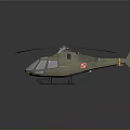 Military Green Helicopter 3D Model with Rotor System and Cockpit for Aerospace Research