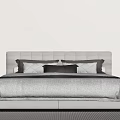 Modern Double Bed With Light Gray Headboard Multiple Pillows And Gray Bedspread 3d model