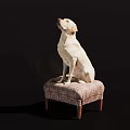 Yellow Reptile Lizard Sitting On Patterned Fabric Stool Against Dark Backdrop