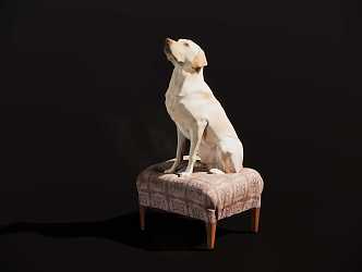 Modern dog Labrador squatting chair on stool 3d model