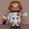 Carebot Astronaut Doll With Big Orange Eyes White Spacesuit Orange Red Blue Circles And Tool