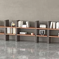 Modern Minimalist Bookshelves With Wooden Black Frame Books Lantern On Gray Wall And Marble Floor