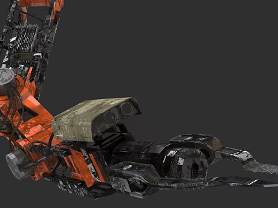 Industrial Equipment Mechanical Arm With Orange Black Metal Structure And Hydraulic Components 3d model