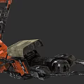 Industrial Equipment Mechanical Arm With Orange Black Metal Structure And Hydraulic Components