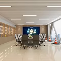 Modern Conference Room Interior Design With Large Table Comfortable Chairs Large Windows And City View