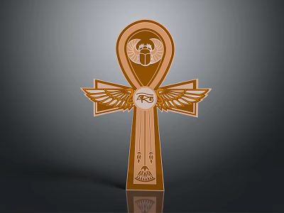 Egyptian Style Wall Decor With Ankh Symbol Scarab And Winged Design 3d model