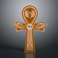 Egyptian Style Wall Decor With Ankh Symbol Scarab And Winged Design