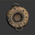 Traditional Painted Ceramic Vase With Decorative Handle And Ancient Style Colorful Patterns