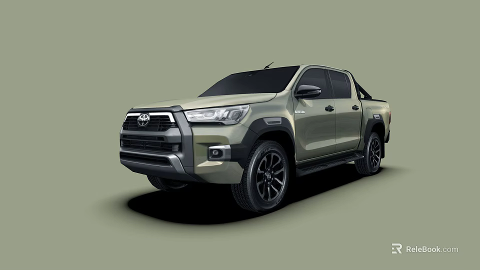 Toyota Pickup Truck With Beige Exterior Bold Grille LED Headlights And Rugged Black Wheels 3d model 