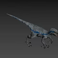 Realistic Gray Blue Dinosaur Model in Standing Pose with Detailed Features