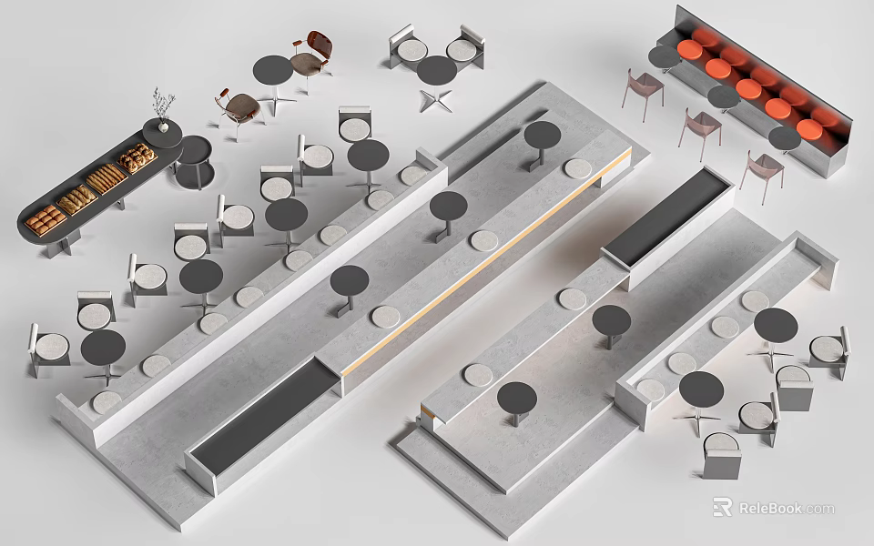 Modern Table and Chair Combinations with Various Designs for Home Dining Areas 3d model 
