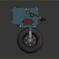 Game and Movie Character 3D Robot With Teal Red Body Large Wheel And Mechanical Arm