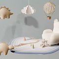 Cute Single Sofa In Kids Room With Dinosaur Cloud And Hot Air Balloon Decor