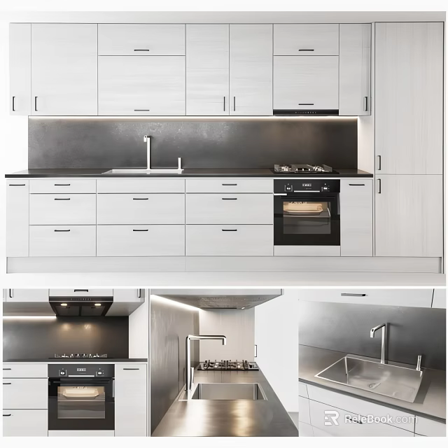 Modern Kitchen With White Cabinets And Appliances 3d model