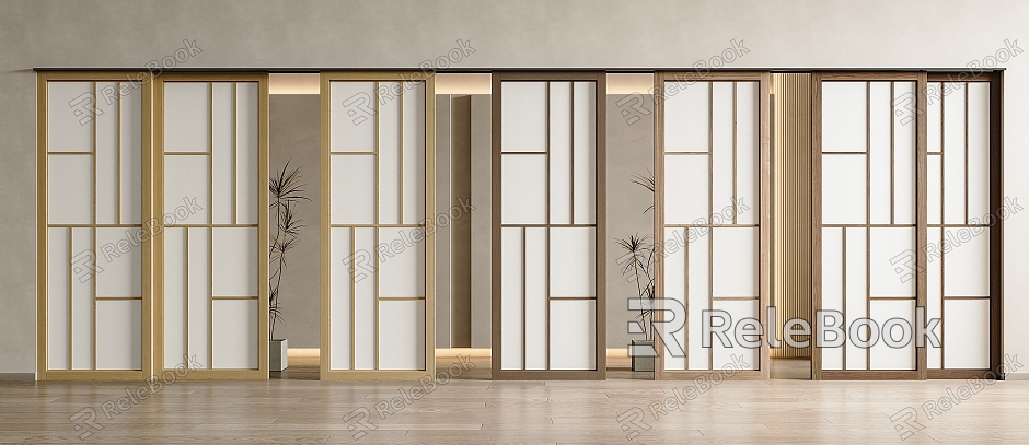 Japanese-style log-style sliding door Japanese-style sliding door log-style sliding door grille door and paper sliding door Japanese-style sliding door model