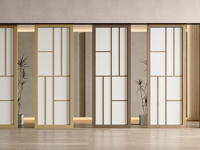 Japanese-style log-style sliding door Japanese-style sliding door log-style sliding door grille door and paper sliding door Japanese-style sliding door model