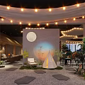 Rooftop Bar With City Skyline Night View String Lights Outdoor Seating And Plants