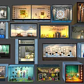 Various Creative Shop Windows With Diverse Products Lighting And Decorative Display Designs
