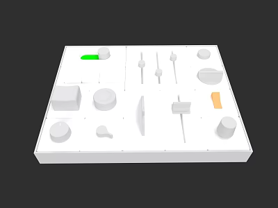 Electronic Components Arranged On White Square Tray With Various Shapes And Sizes 3d model
