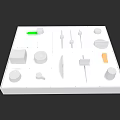 Electronic Components Arranged On White Square Tray With Various Shapes And Sizes