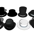 Various Black and White Hats in Different Styles with Green Apple