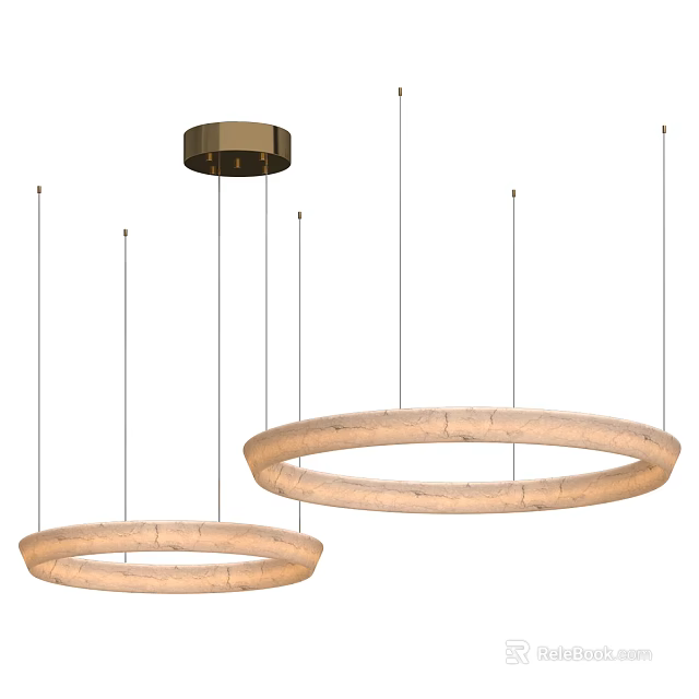 Modern Ring Shaped Pendant Lights With Natural Texture For Interior Decoration 3d model