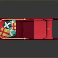 Festive Red Christmas Sleigh with Colorful Gift Boxes and Golden Accents