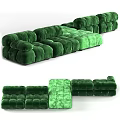 Modern Green Modular Cube Sectional Sofa With Velvet Upholstery And Multiple Configurations 3d model