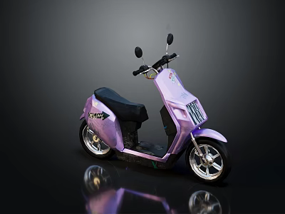 Pink And Purple Gradient Electric Scooter With Black Seat And Silver Wheels 3d model
