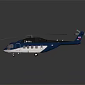 Modern Blue and White Helicopter Model with Large Rotors and Reflective Surface 3d model