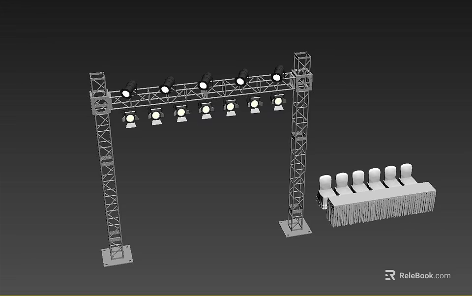 Creative Display Setup For Musical Instruments And Art Supplies With Storage Racks 3d model 