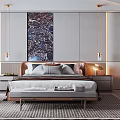 Modern Bedroom Interior Design With Bed Nightstands Wall Art And Area Rug