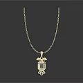 Elegant Gold Chain Necklace With Geometric Shaped Pendant Adorned With Sparkling Gemstone For Fashionable Accessory