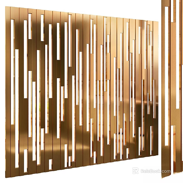Golden Vertical Striped Decorative Wall Design For Modern Interior Decor Elements 3d model 