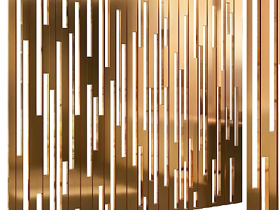 Golden Vertical Striped Decorative Wall Design For Modern Interior Decor Elements 3d model
