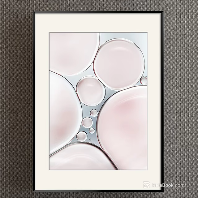 Abstract Circular Pink And White Decorative Wall Art With Framed Design 3d model 