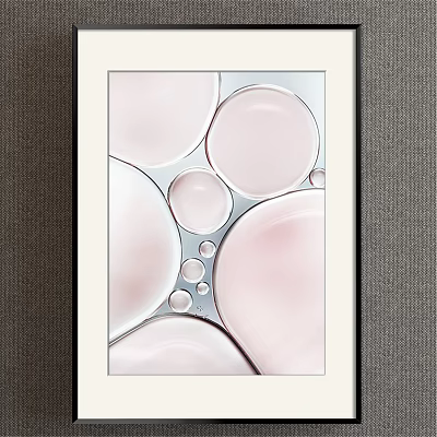 Abstract Circular Pink And White Decorative Wall Art With Framed Design 3d model