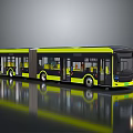 Yellow Modern Articulated Bus With Large Windows And Interior Seats Exterior Design