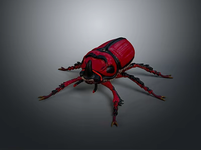 Red And Black Beetle With Armored Exoskeleton Detailed 3D Model Design 3d model
