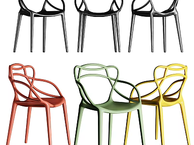 Colorful Modern Leisure Chairs With Curved Armrests And Stylish Leg Design 3d model