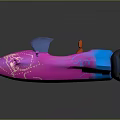 Vibrant Pink and Blue Concept Car with Transparent Canopy Orange Seat and White Patterns