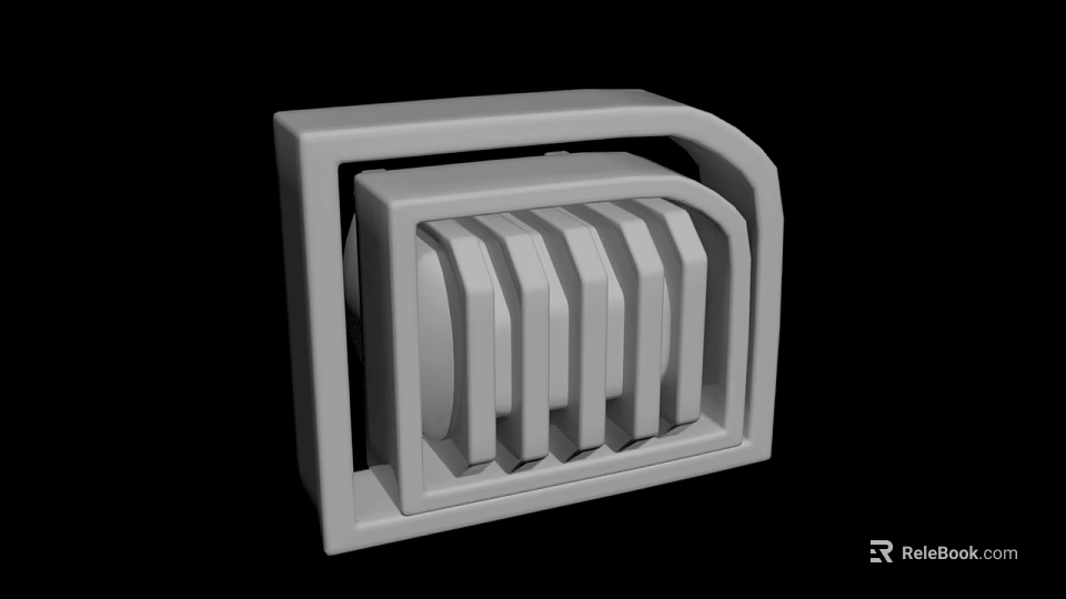 Gray 3D Model Mechanical Component With Parallel Strips And Frame Structure 3d model 